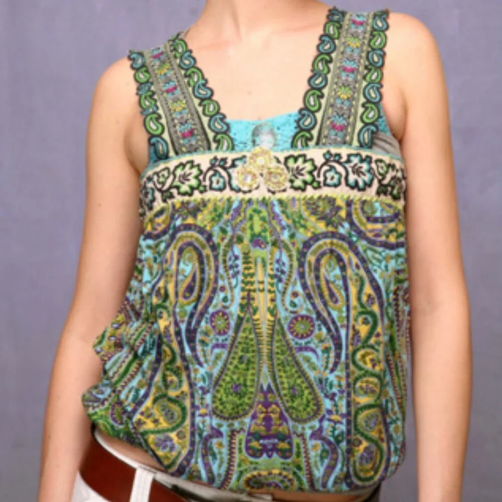 Free People Banded Border Tank ASO Alex Russo